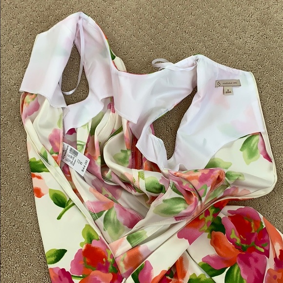 Dress Barn Ivory Tropical Print sheath dress sz8 - Picture 6 of 8